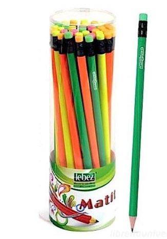 BARATTOLO MATITE CON GOMMA NEON LEBEZ 36PZ  80328