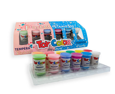TOYCOLOR KIT 12 VASETTI TEMPERA PRONTA DA 25 ML PASTEL+PEARLY 0658