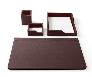 SERVIZIO SCRITTOIO 4PZ SIMILPELLE MARRONE 50X35CM INTEMPO 4204OF33